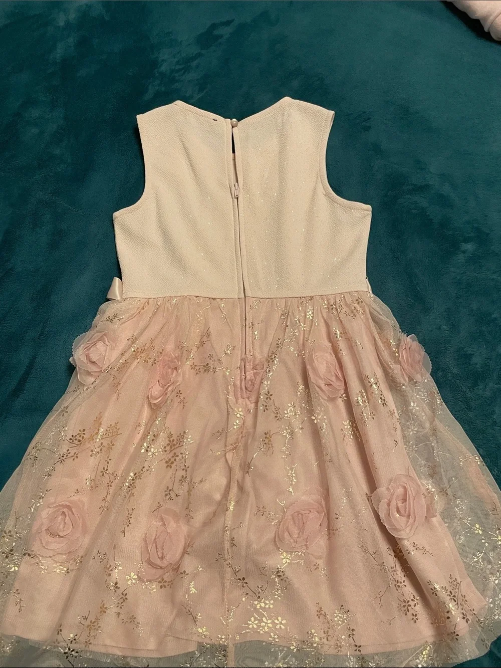 Girls' Pink Floral Tulle Party Dress